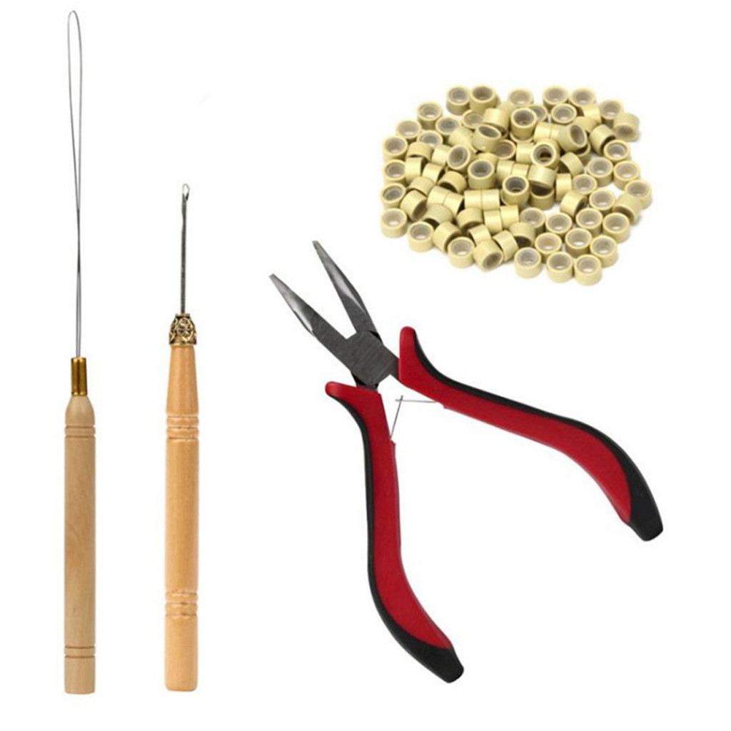 Picture of Cross-border Wig Pliers suit New Hair Extending Pliers suit Five-piece Silicone Buckle Wooden Crochet Wig Tool
