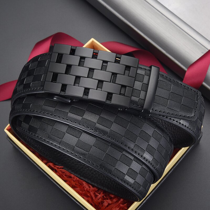 Belt Men's Genuine Leather Automatic Buckle Cowhide Belt Men's High-end High-end Casual Pants with Trendy Cross-border in stock