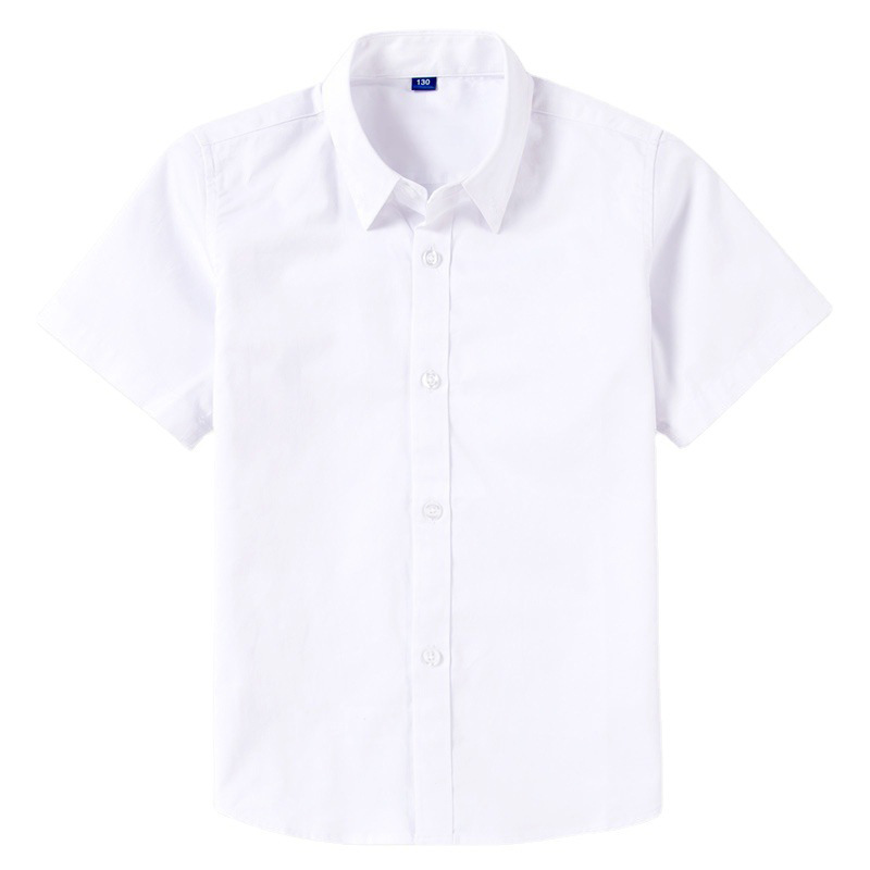 Picture of Boys' White Shirt Short-sleeved Pure Cotton Summer Thin School Uniform for Middle and High School Students Children's White Shirt