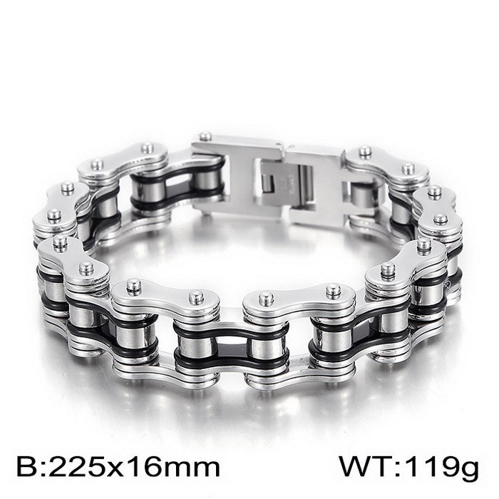 Picture of Cool Street Hip Hop Bicycle Chain Bracelet European and American Fashion Electroplated Titanium Steel Men's Motorcycle Bracelet