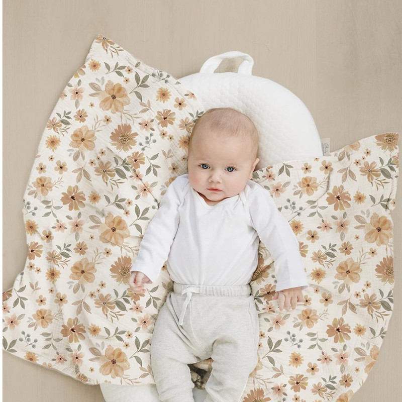 baby blanket baby Beanie blanket Breathable Three-layer Cotton Gauze Muslin Quilt Infant Comfort Stroller Cover