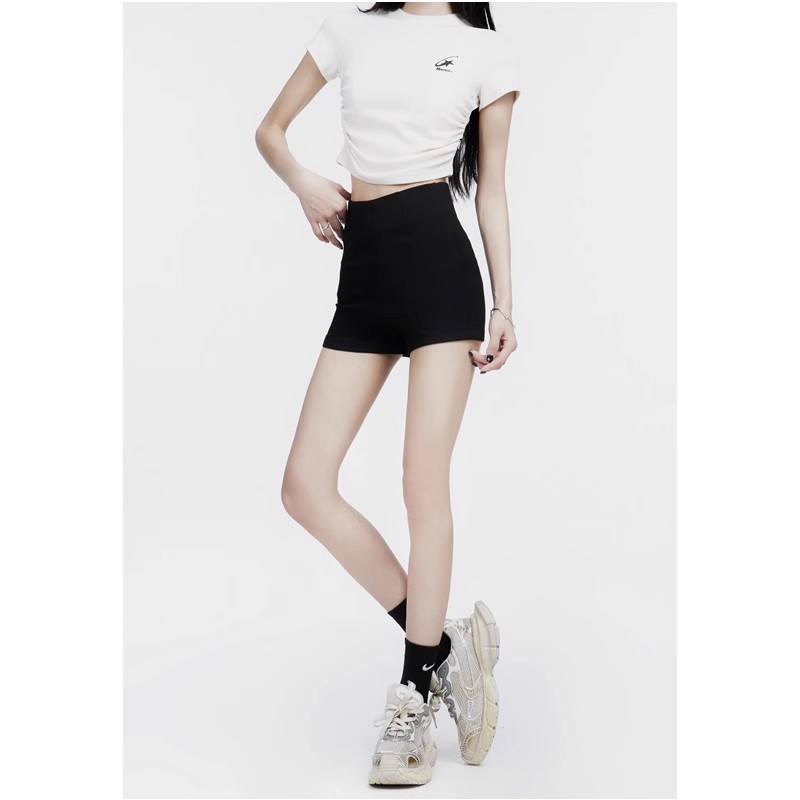Early Spring New High Street Black Casual Korean Shorts Women's Small All-match Slim-fit Slim-fit White Thin Dress Pants