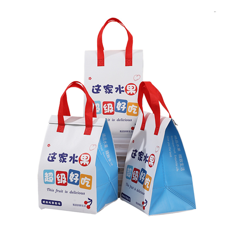 Non-Woven Takeaway Insulated Bag for Fruit Salad and Light Meals, Aluminum Foil, Customizable Logo, Packaging Refrigeration Bag, Portable for Refrigeration