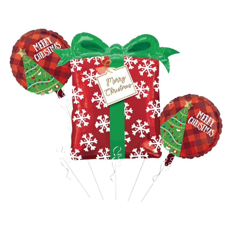 Picture of Christmas theme five-piece balloon combination Santa Claus Christmas tree gift box party decoration balloon wholesale