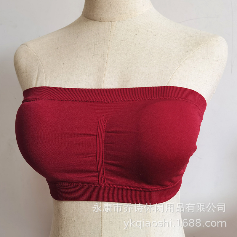 Picture of Foreign Trade One-Word Bra, Anti-Exposure, Plus Size Double-Layer Tube Top with Breast Pads, Breast Pads, Bottoming Intimates, No Steel Ring, Chest Wrap