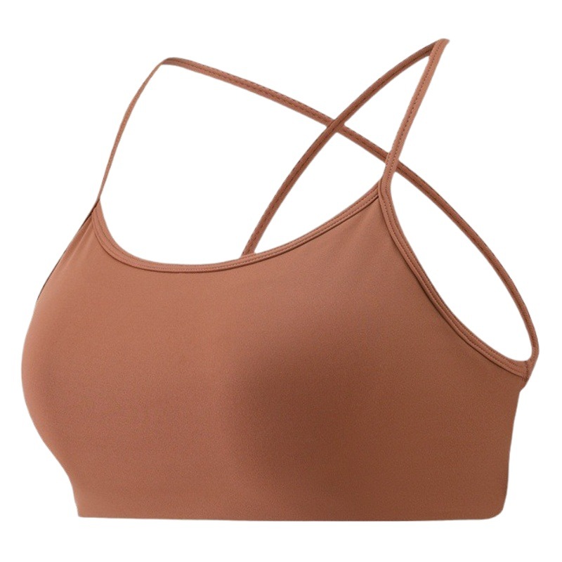 Big backless cross back yoga sports bra nude seamless breathable quick-drying fitness running plus size underwear for women