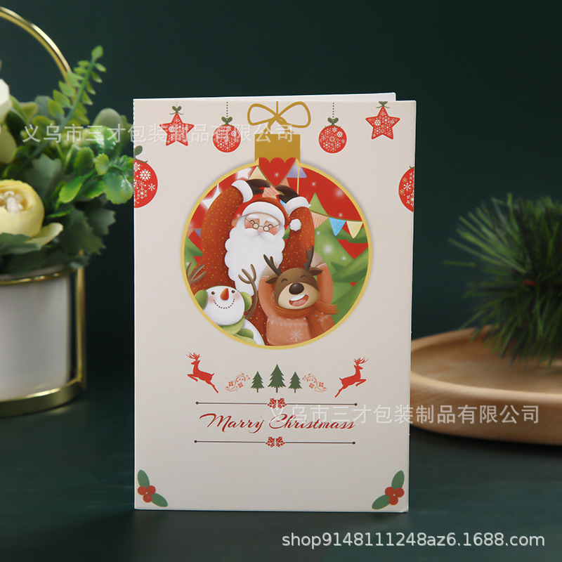 Picture of Cross-Border Amazon Christmas Greeting Card Christmas Eve Handwritten Blessing Card Flower Gift New Year Gift Card Manufacturer