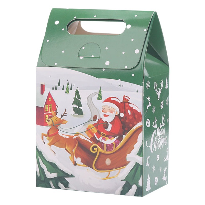 Christmas baking packaging portable paper bag snowflake crisp packing box candy nougat biscuits hand small box