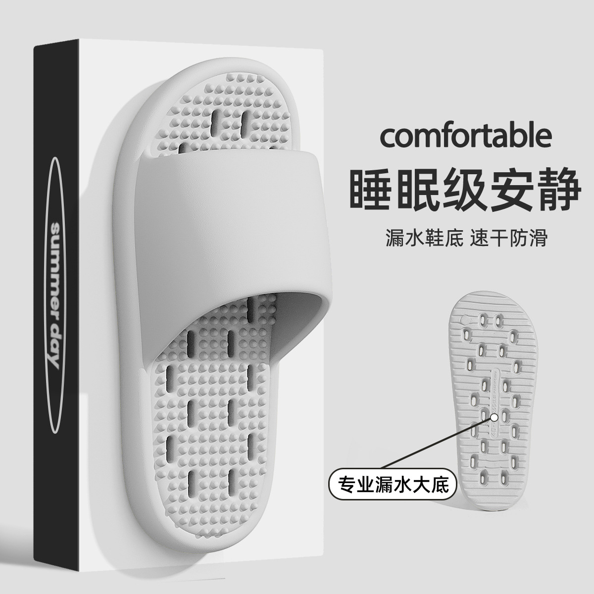 Bathroom non-slip slippers men's summer home indoor soft bottom massage shit feeling eva leaking sandals and slippers women wholesale