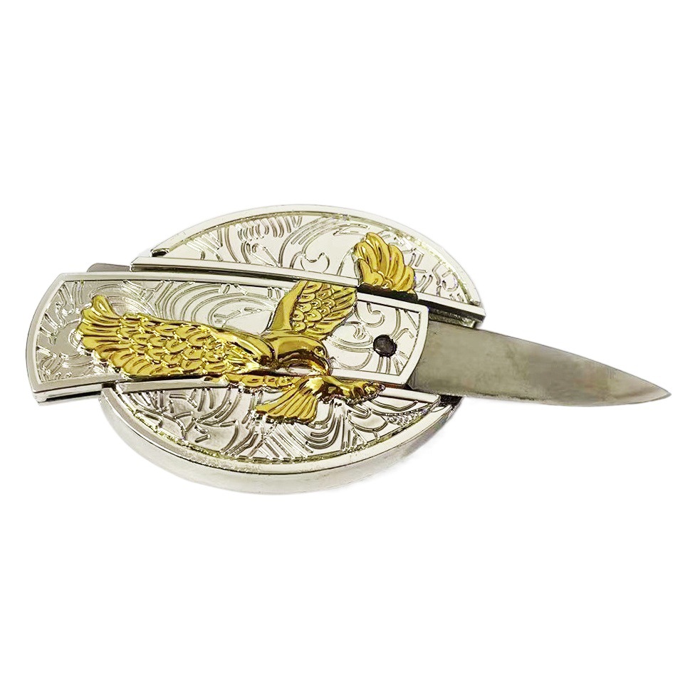 Cross-border multi-functional pocket knife belt buckle cow's head animal knife buckle denim personality hip-hop retro board buckle belt