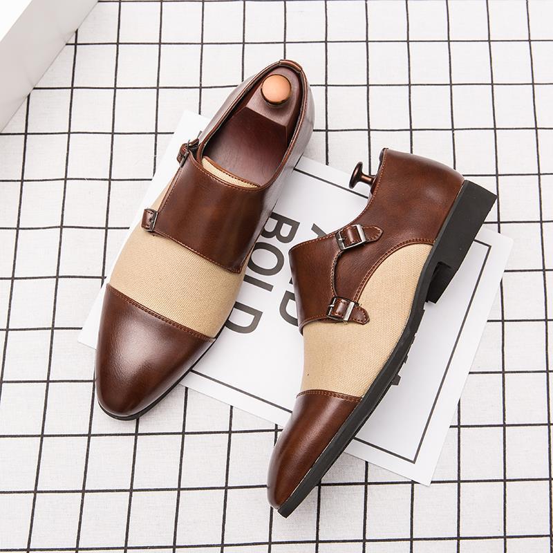 Autumn New Vintage British Leather Shoes Personalized Buckle Dress Men's Business Casual Shoes Monk Shoes Cross-border Shoes