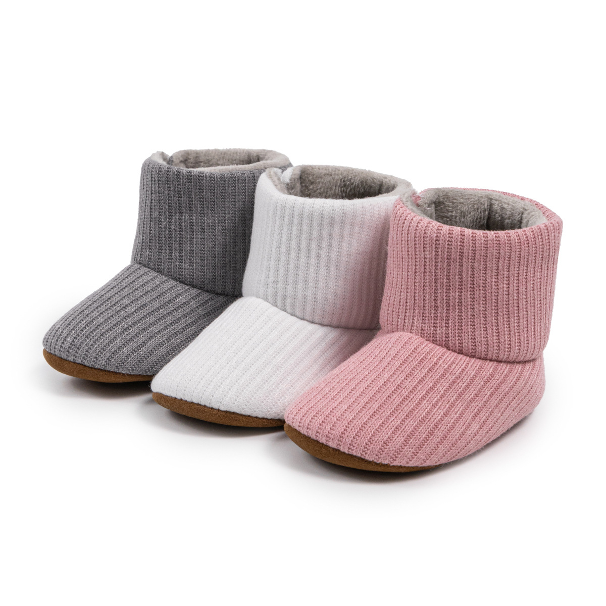 Amazon Autumn/Winter Baby Boots Non-slip Fleece-lined Baby Walking Shoes Soft Sole Simple and Versatile Baby Shoes
