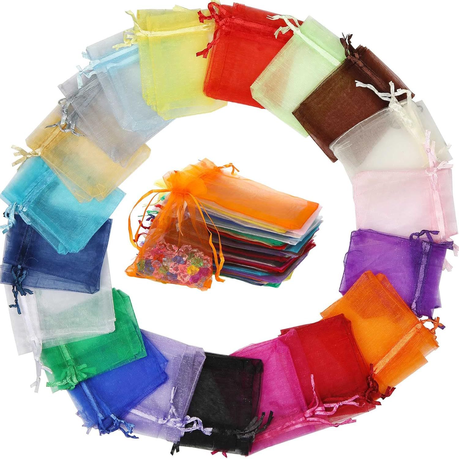 Wholesale Solid Color Organza Bags for Wedding Candy, Drawstring Bags for Gifts, Accessories, Cosmetics, Jewelry Packaging, Mesh Bags