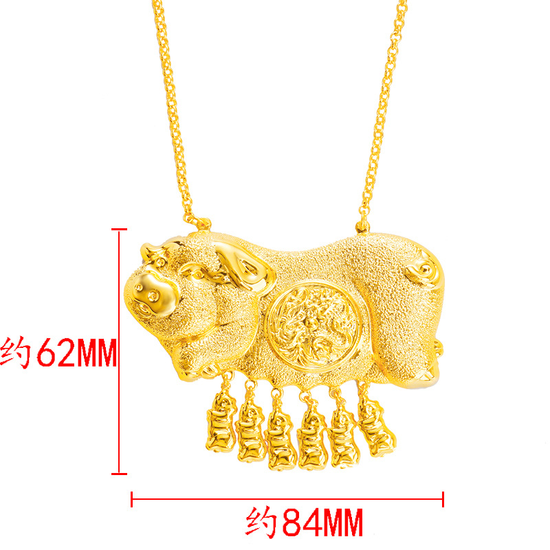 Picture of Gold shop window imitation gold wedding single lucky pig brand necklace wholesale Gold-Plated Dragon and Phoenix wedding bride necklace