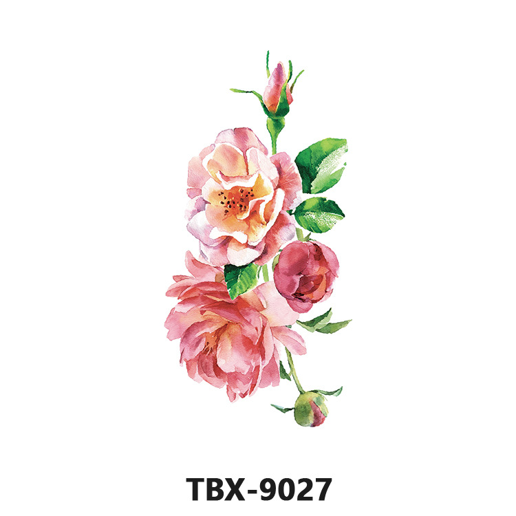 Picture of Waterproof sweat female flower tattoo stickers plant flower party sexy rose peony plum tattoo stickers tattoo