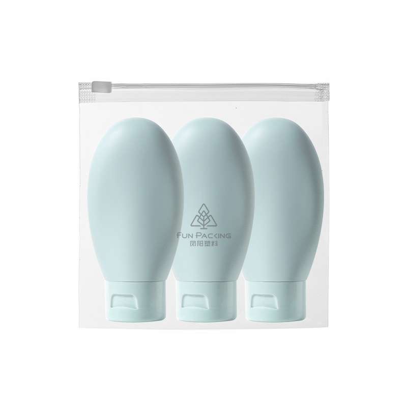 Picture of Travel wash and care suit three-piece PE suede hose bottle portable skin care products wash squeeze facial cleanser sub-bottle