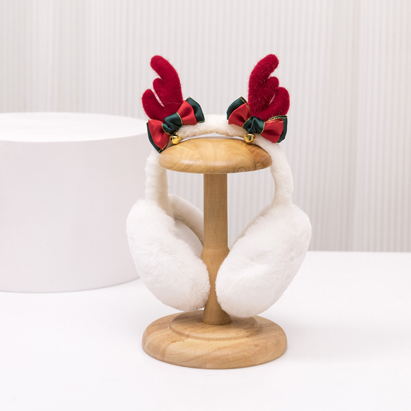 Picture of Christmas antlers foldable children's earmuffs winter warm earmuffs full velvet earmuffs windproof cold protection students ear warming