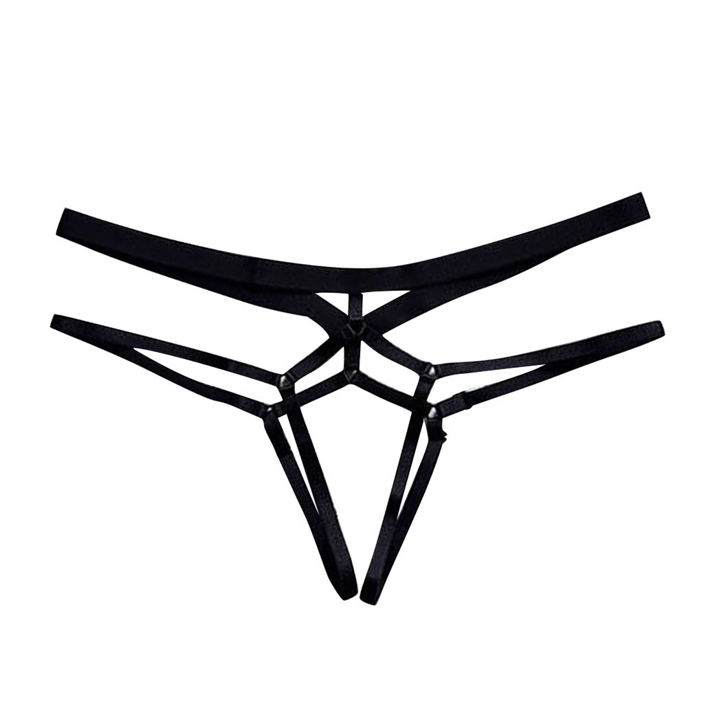 Cross-border sales of European and American foreign trade open underwear ladies transparent beautiful hip lace-up T-pants large size fat MM sexy