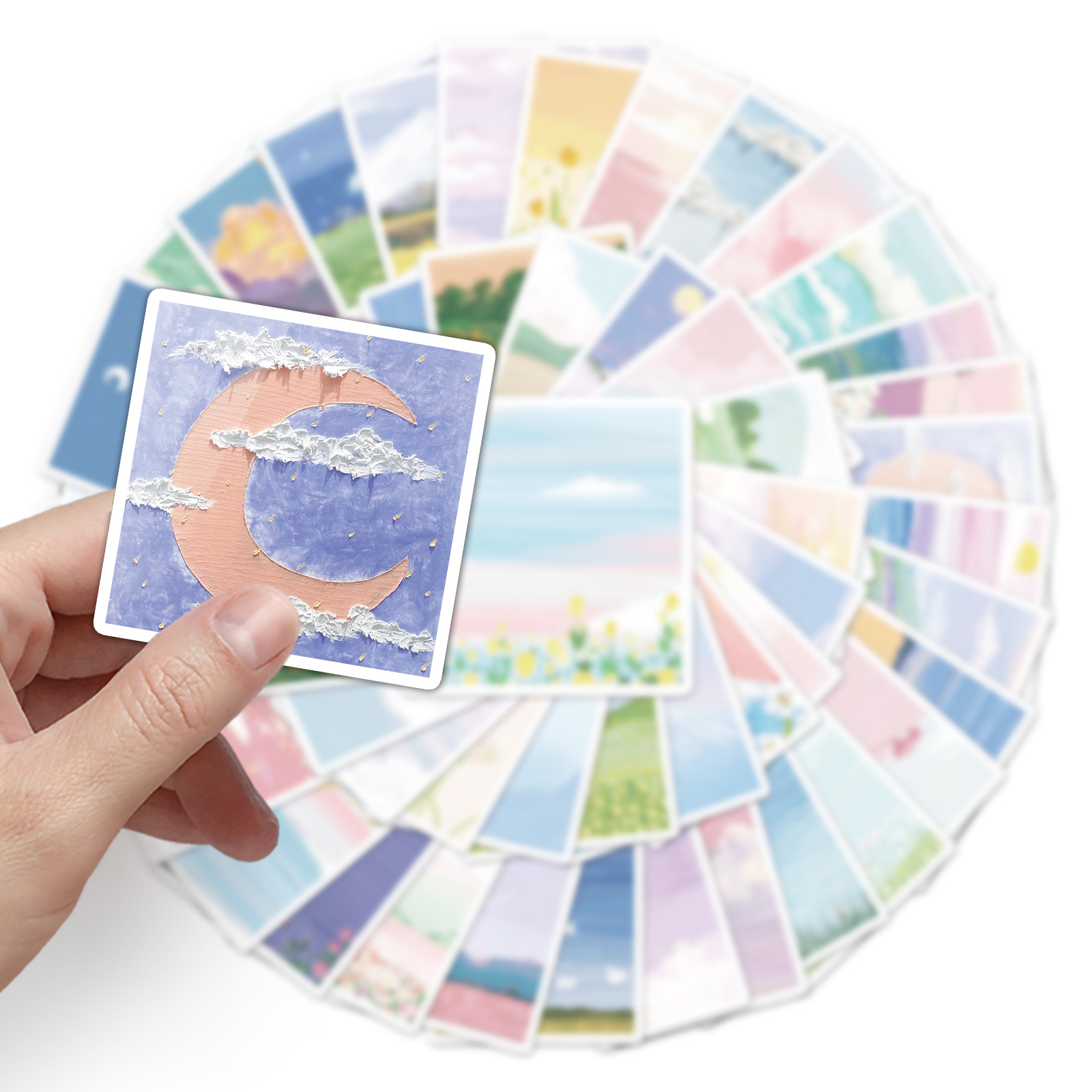 Picture of 50 pieces of landscape oil painting graffiti personality ins wind small fresh DIY scooter hand book mobile phone luggage sticker