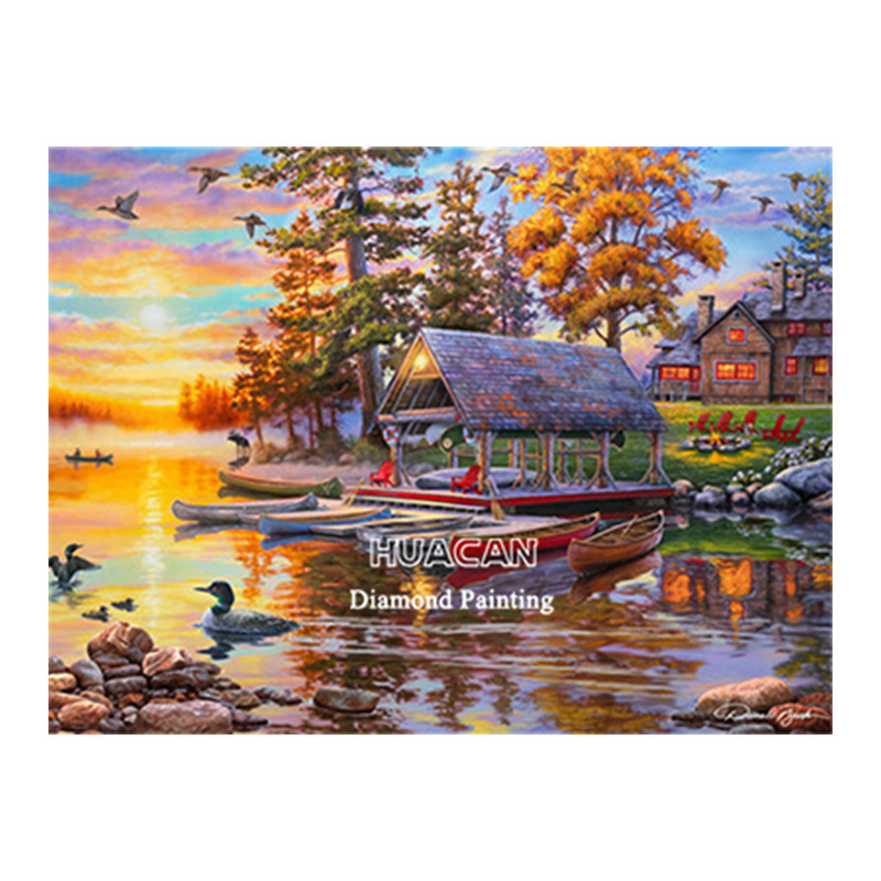 Picture of 5d diamond painting 2021 new full diamond back garden living room handmade crystal dot stick diamond brick sticker cross stitch