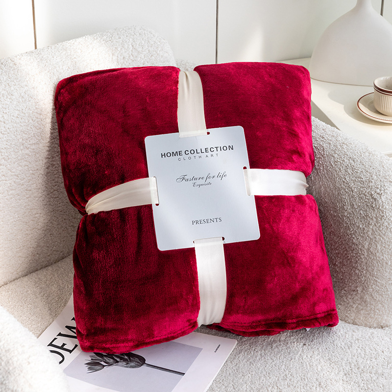 Picture of High Weight! Cross-Border Solid Color Flannel Coral Fleece Blanket, Plain Sofa Throw Blanket, Air Conditioning Nap Blanket
