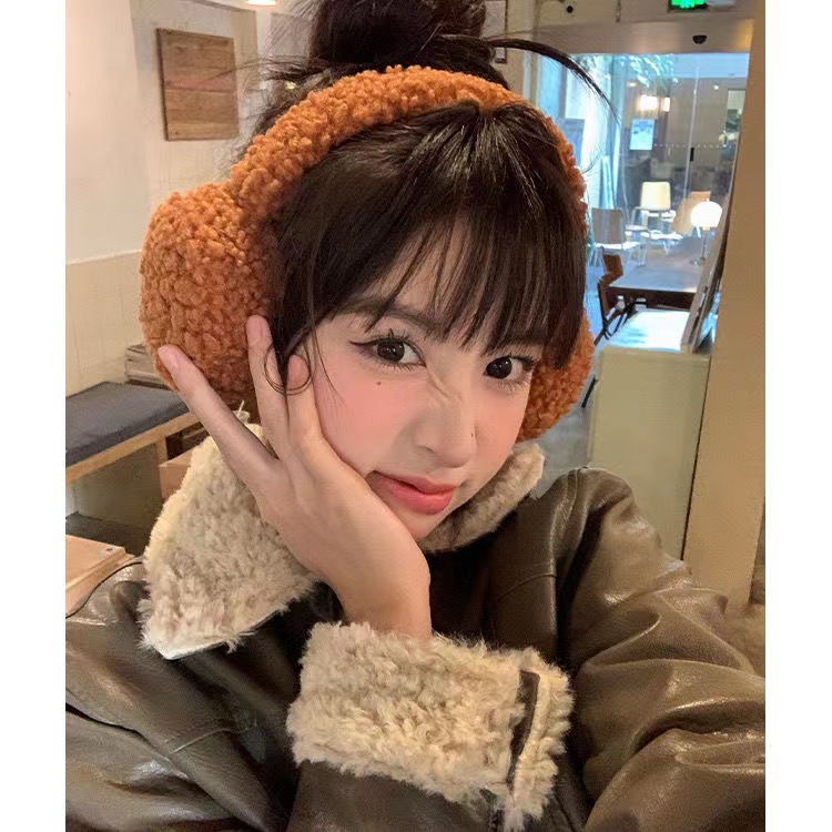 New winter lambswool earmuffs student simple fashion solid color earmuffs cute warm earmuffs for men and women winter
