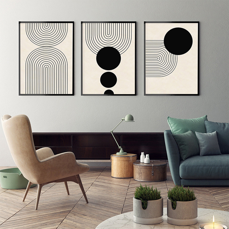 Foreign trade modern abstract simple geometric hand-painted lines living room bedroom decoration painting mural painting core micro spray wholesale