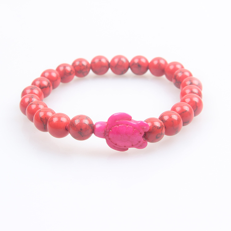 Picture of Zhou Lianfa 8MM Decorative Lava Volcanic Stone Beads Turquoise Cross Elastic Elastic Bracelet for Men and Women