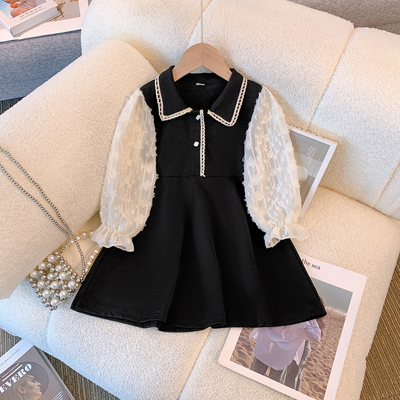 Girls Dress Spring and Autumn 2024 New Children's Little Fragrance Princess Dress Girls Birthday Dress Skirt Fashionable
