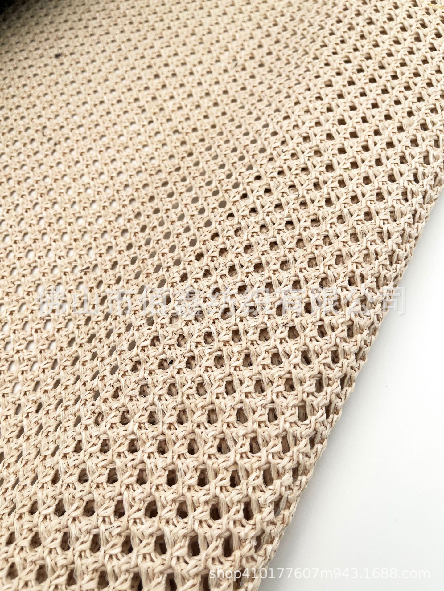 Picture of Crochet knitted pp mesh fabric woven cross hollow PE straw mat shoes and hat material luggage handbag decorative fabric handmade fabric