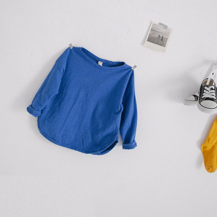 Picture of Autumn Boys' Long-Sleeve T-Shirt Bamboo Cotton Children's Top A-Class Solid Color Round Neck Girls' Base Shirt Baby Toddler