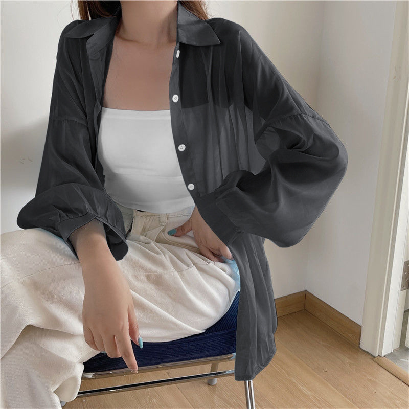 Picture of Korean Chic Elegant Long-Sleeved Thin Sun Protection Shirt for Women Summer New Shirt Jacket Pure Color Top Export