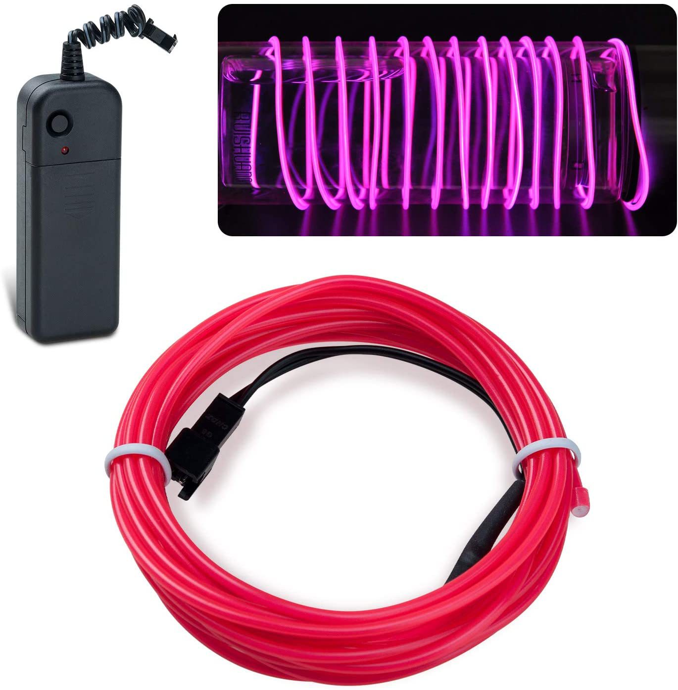 Picture of Luminous Wire Manufacturer 2.3mm Round Wire Can Be Bent at Will Without Losing Light, Comes with 3V Battery Box Driver and USB