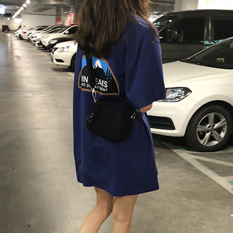 Front and rear printed summer clothes Korean women's new mid-length short-sleeved T-shirt women's loose student couple clothes wholesale