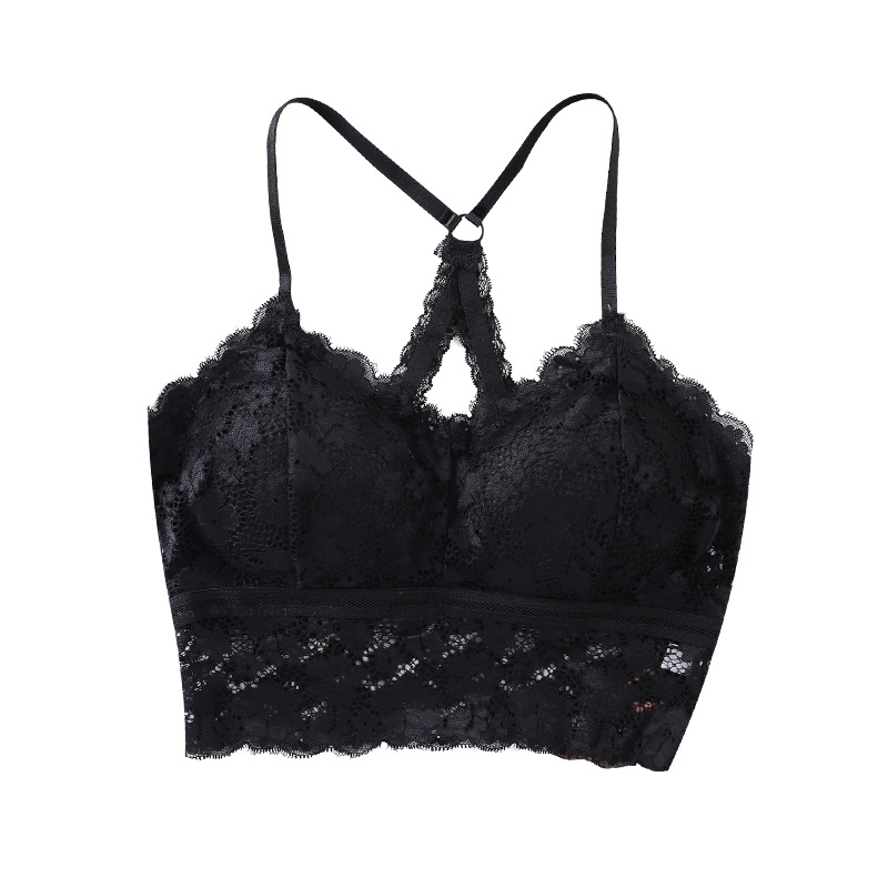 Picture of Summer Women's New Style Beautiful Back Wrapped Chest Lace Sling Tube Top with Chest Pad Base Anti-Glow Thin Girl Vest
