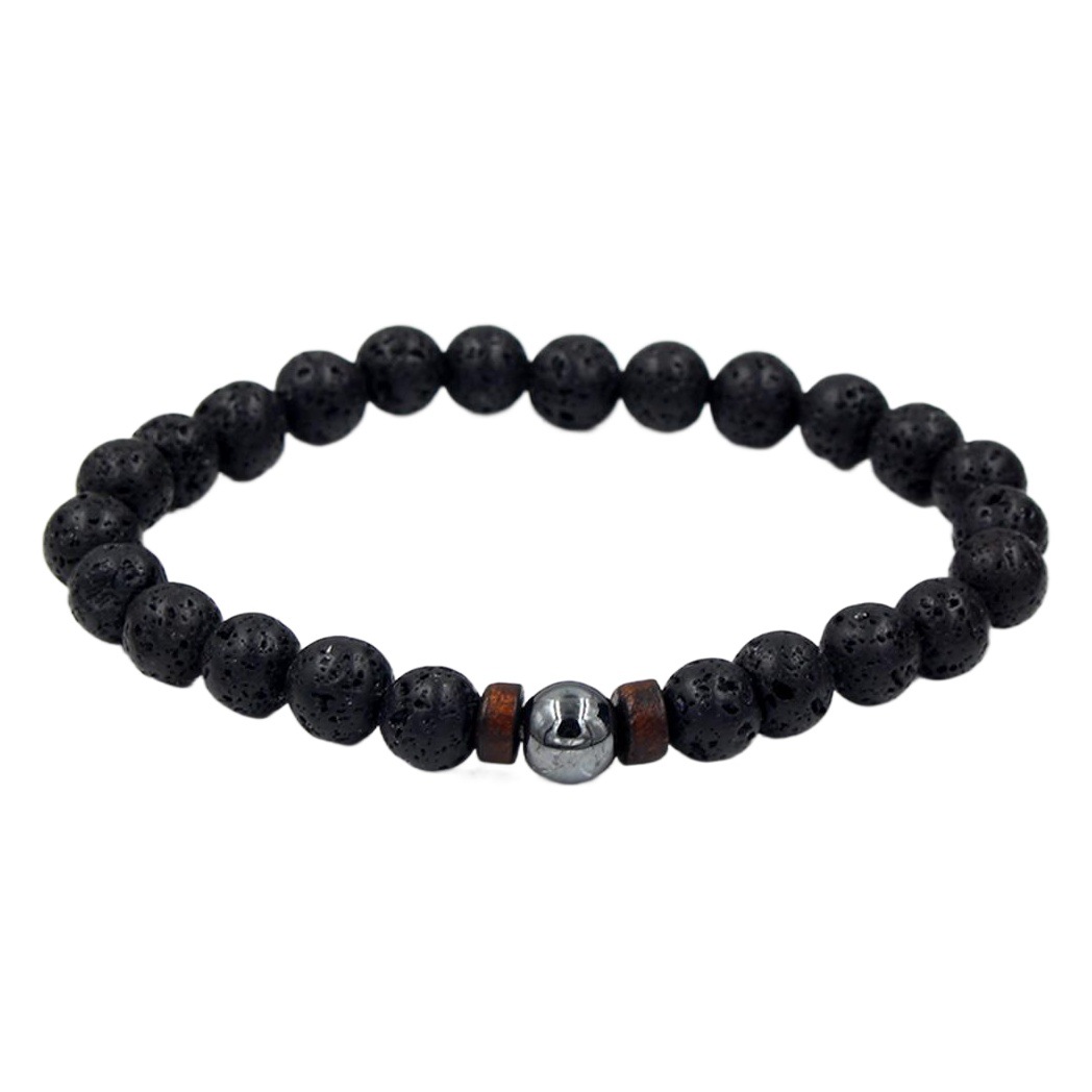 Aliexpress Same Style Shining Stone Volcanic Stone Black Iron Stone Bracelet Couple Bracelet Personalized Bracelet Factory Direct Sales Wholesale