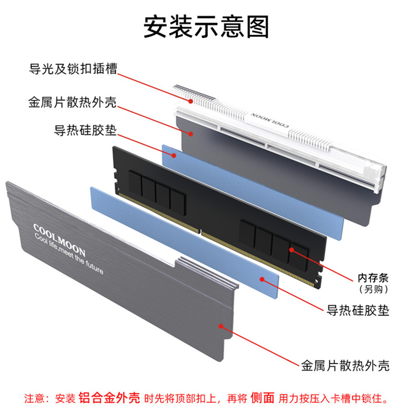Picture of RA-1 Memory Cooling Vest Desktop Computer Memory Sink 5V ARGB Shengguang Synchronous Cooling Vest