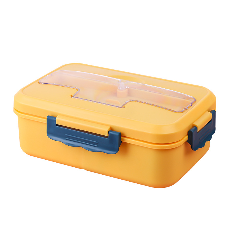 Picture of Japanese style lunch box with handle microwave oven plastic lunch box wheat straw compartment lunch box cross border