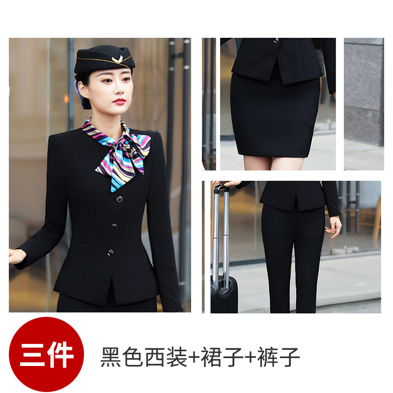 Picture of Stewardess Professional Suit for Women, Autumn and Winter Blazer Dress Set, Beautician Workwear, Hotel Front Desk Uniform, Aviation Work Clothes