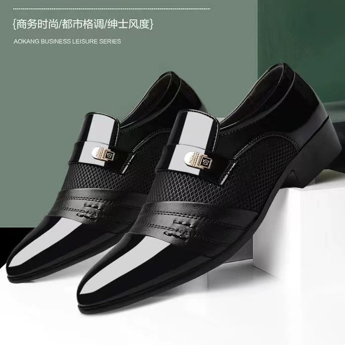 Picture of Cross-Border Large Size Formal Men's Leather Shoes Black Business Casual British Shoes Summer Breathable Mesh Men's Shoes Wholesale