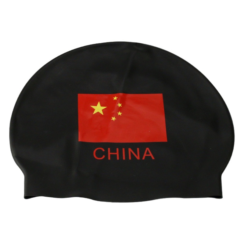Silicone swimming cap long hair women's swimming cap printing national flag swimming cap factory wholesale national flag silicone ear protection swimming cap factory