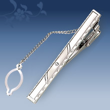 Picture of Metal tie clip men's suit chain 140 simple flower type business atmosphere with drill tie clip