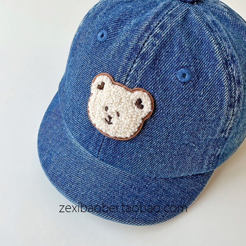Picture of Baby Hat Spring and Autumn Style Duckbill Cap Cute Bear Unisex Denim Summer Thin Children's Baseball Cap Trendy