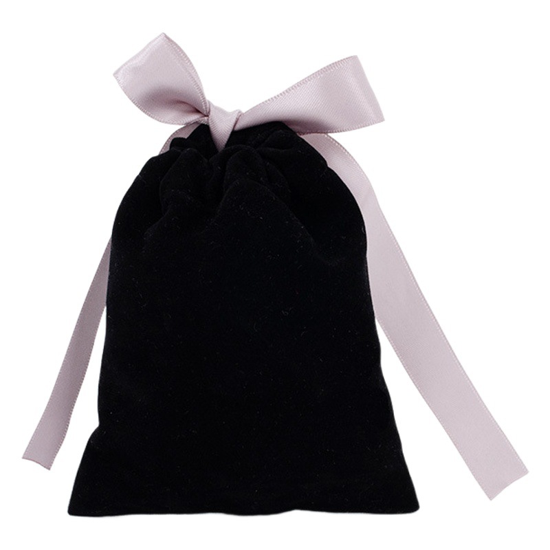 Spot color flannel bag ribbon drawstring pocket blank single-sided flannel jewelry lipstick sundry storage bag