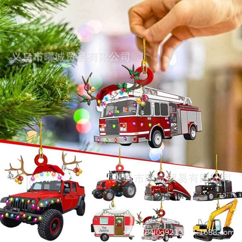 2022 new Christmas car hanging ornament decoration gift truck decoration crafts Christmas farmhouse home tree hanging ornament