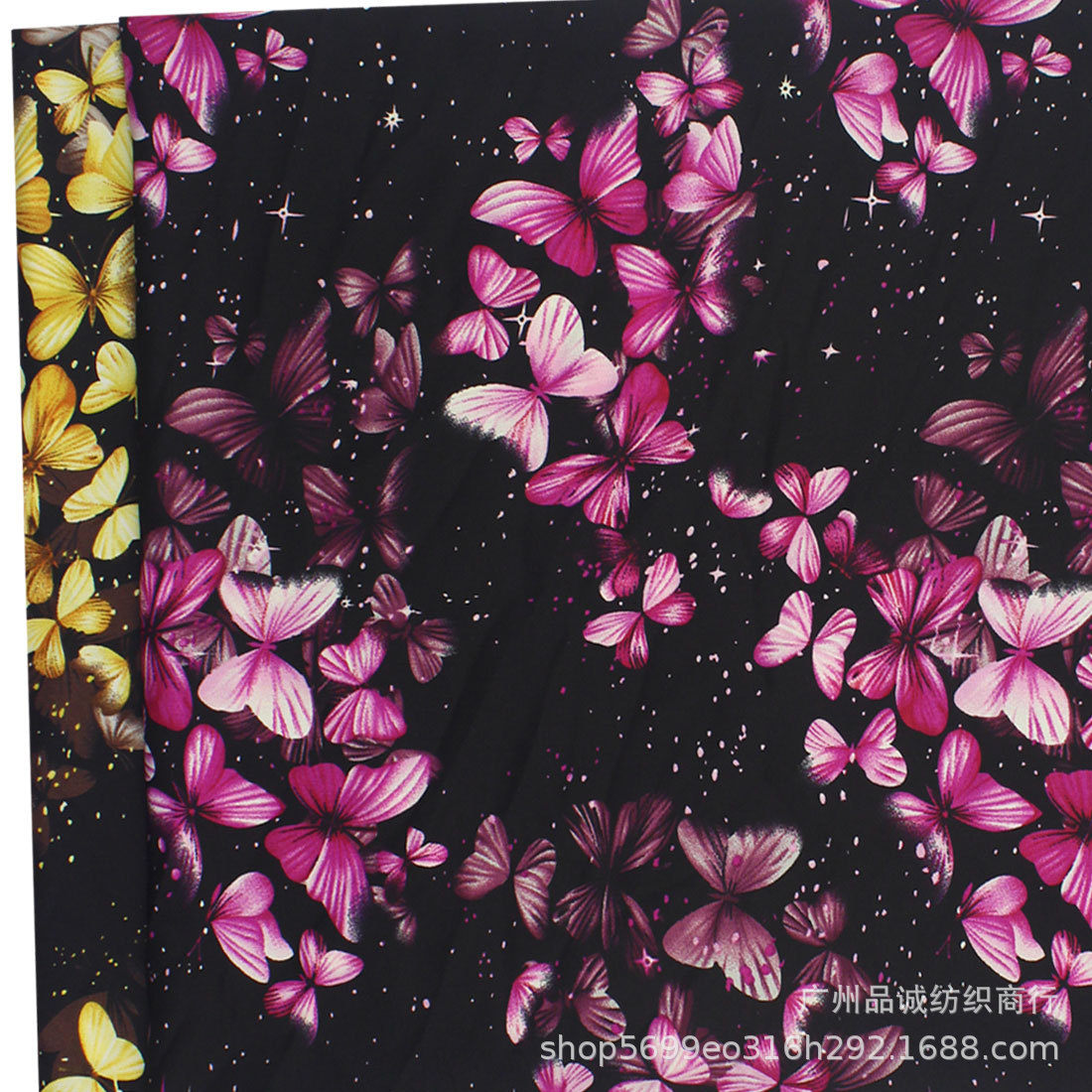 Broken card plain satin printed butterfly flower chiffon printed cloth spring and summer women's shirt dress cheongsam fabric