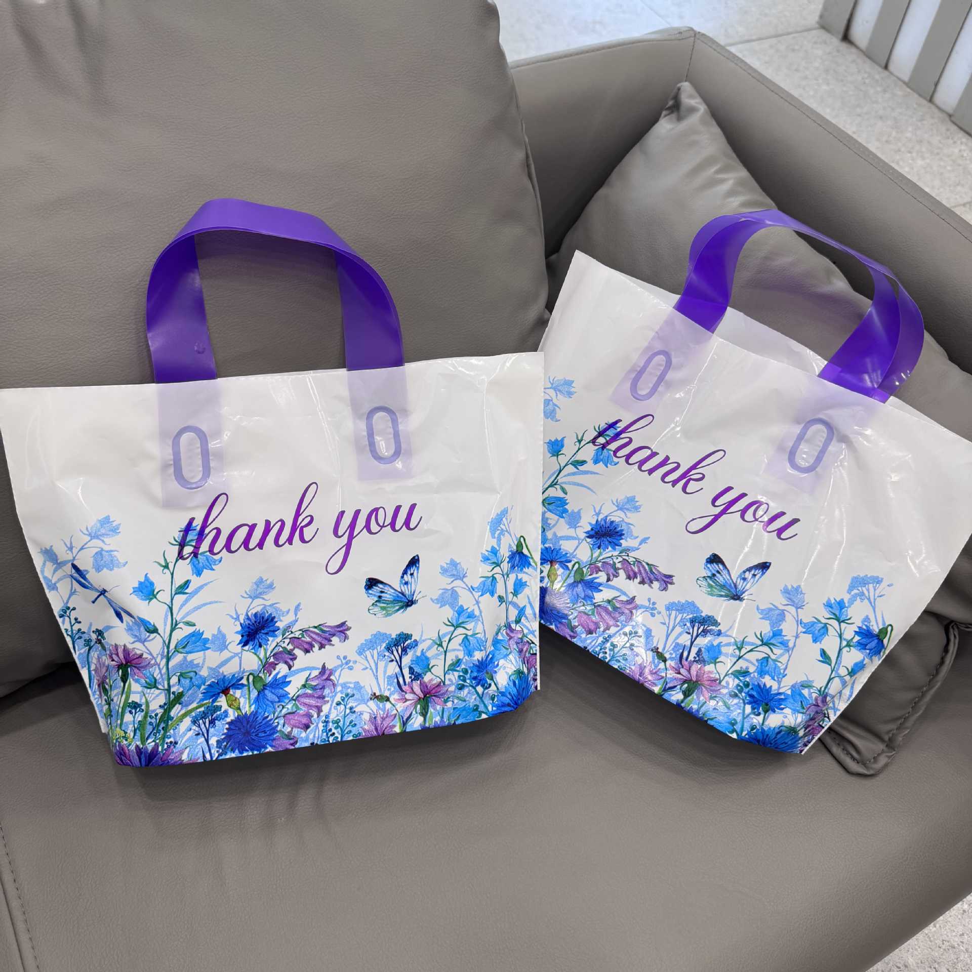 Purple Flower Party Holiday Gift Makeup Gift Plastic Shopping Storage Packaging Handbag Plastic Thickened