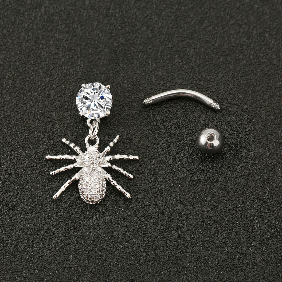 Picture of Cross-border hot-selling Halloween spider stainless steel navel nail with zircon navel ring personalized simple puncture jewelry