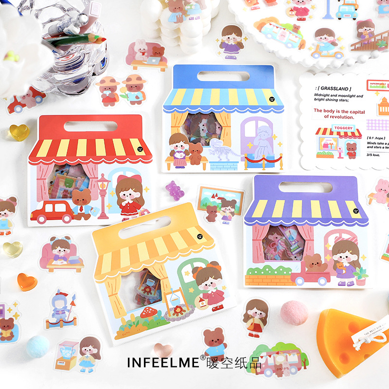 Inpeel.me PET sticker bag small fragments daily series cartoon cute hand account decoration material stickers 4