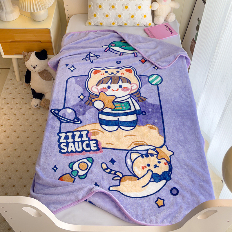 Picture of Children's Blanket Kindergarten Spring and Autumn Baby Coral Fleece Blanket Spring and Summer Single Layer Thin Blanket Office Nap